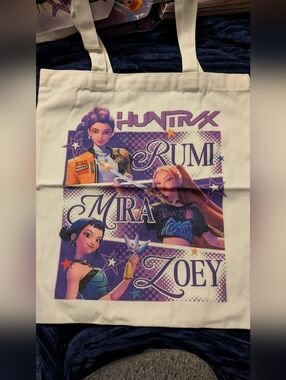 New K-pop Demon Hunters Graphic Tote Bag —  Characters Canvas Shoulder Tote